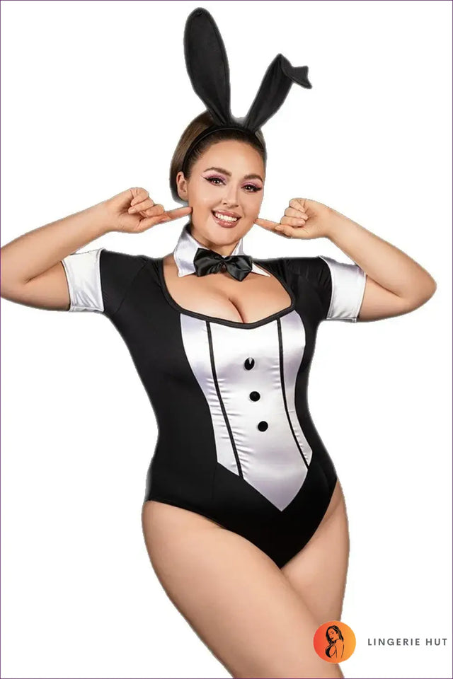 Bunny Costume with Pom Tail Detail - Playful Elegance