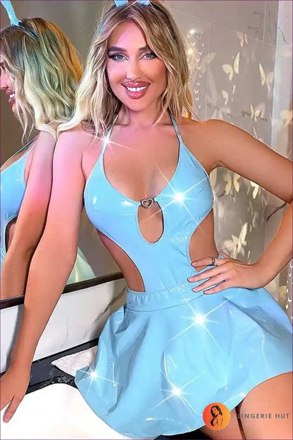 Bunny Dress with V-neck Cut - Night Club Glamour for Bodycon, Bunny, Clubwear, Costume, Cutout