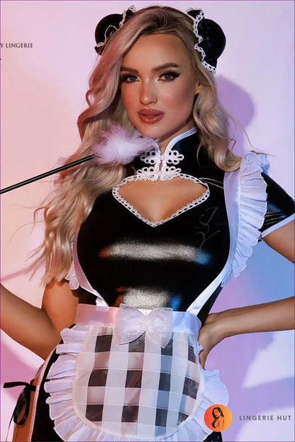 Bunny Maid Lingerie Dress in Pu for Cosplay & Club Nights Babydoll, Bunny, Clubwear, Costume,