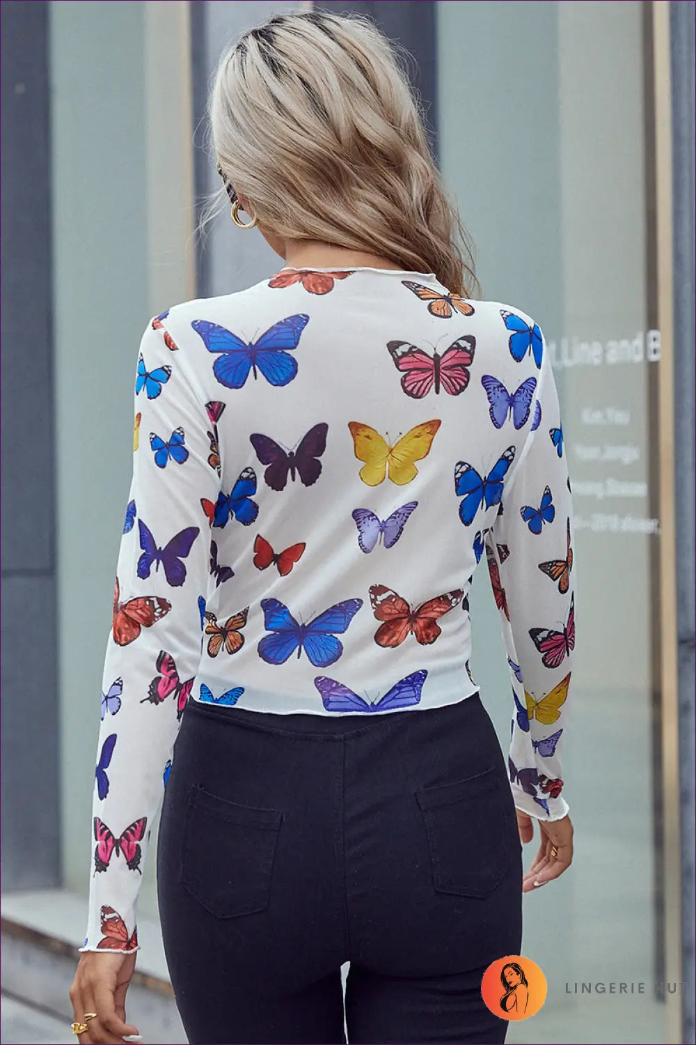 Butterfly Lace Top - Effortless Everyday Elegance - Clothing Tops - Lingerie Hut - Blouse • Casual • Crop • Floral