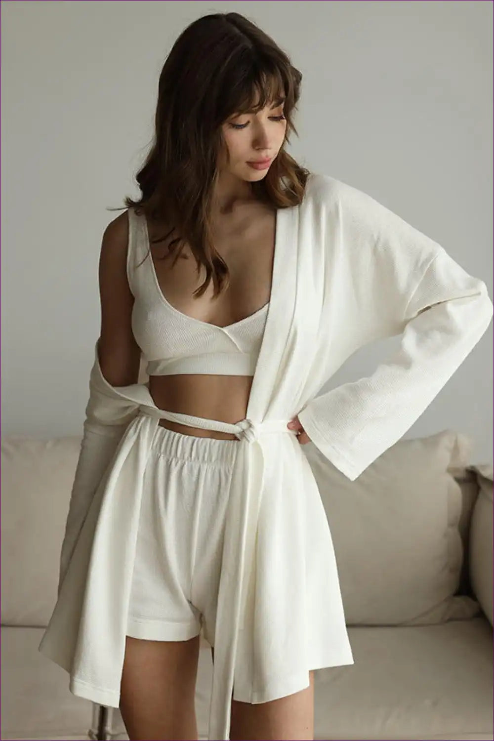 Button-front Pyjama Set with Contrast Trim - Classic Elegance for All Season, Casual, Everyday, just In,