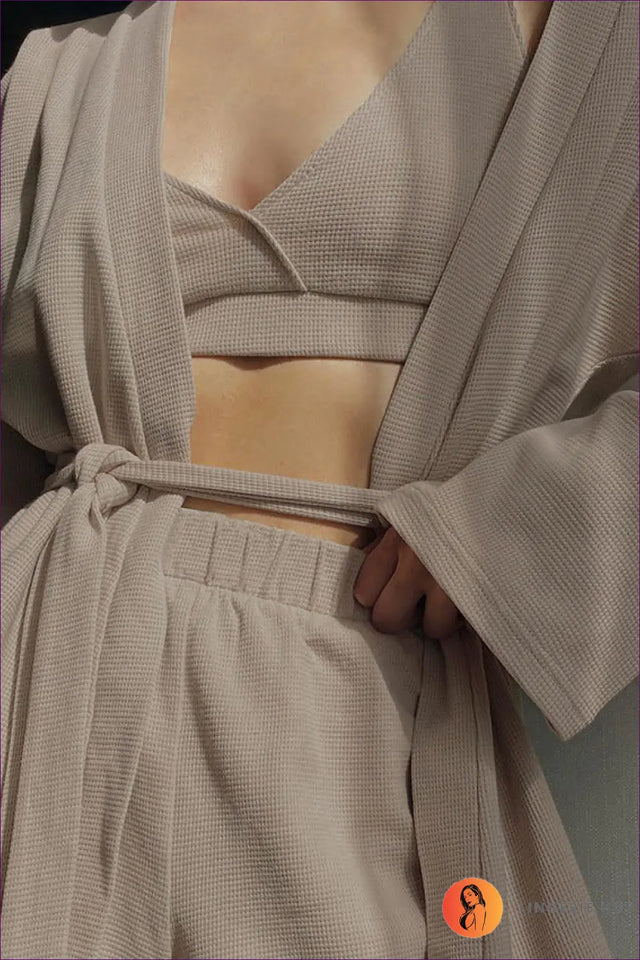 Ribbed Loungewear Set with Robe