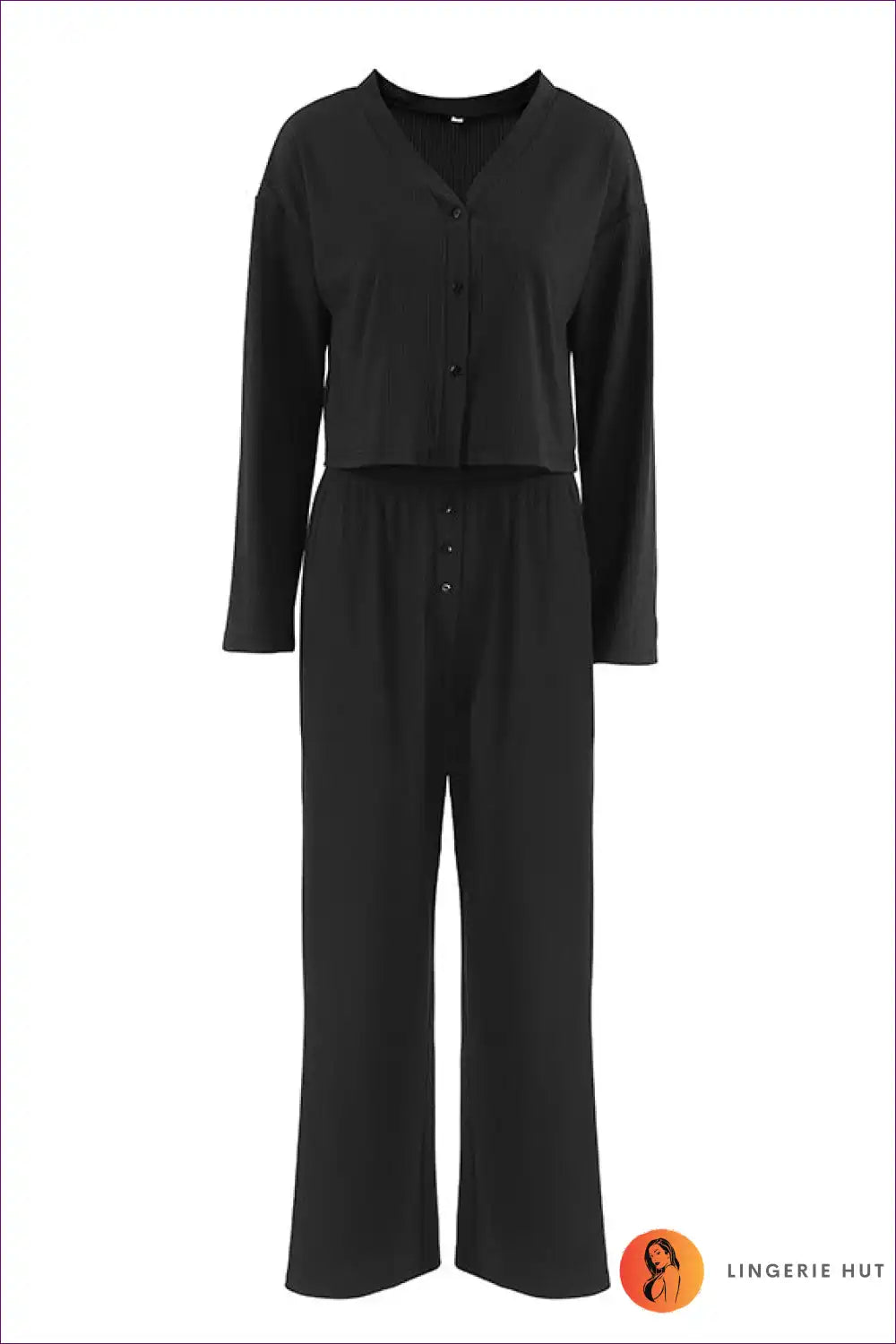 Button Front Pyjama Set - Minimalist Evening Ritual for All Season, Casual, Everyday, just In, Loungewear