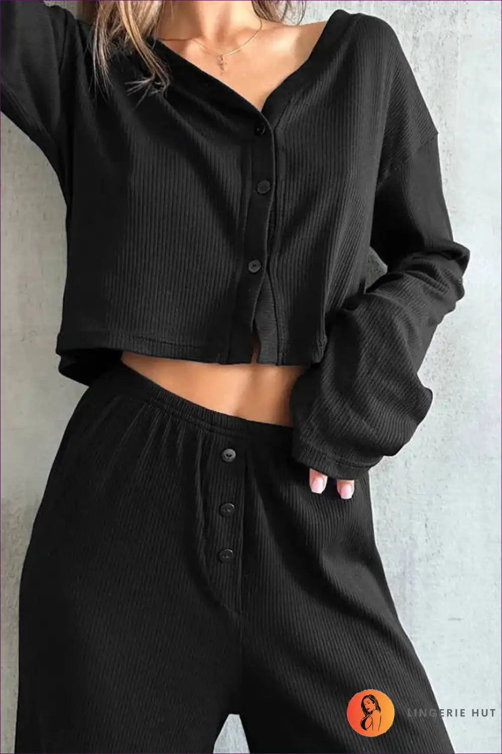 Button Front Pyjama Set - Minimalist Evening Ritual for All Season, Casual, Everyday, just In, Loungewear