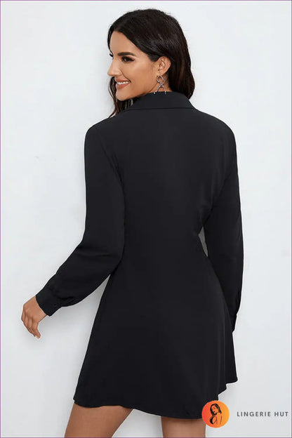 Button-front Shirt Dress with Belt Detail for All Season, Autumn, Casual, Everyday, Formal Wear