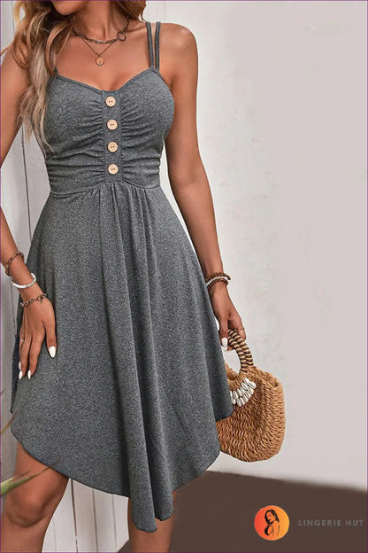 Button-front Sundress Midi Dress - Effortless Summer Chic - Dresses - A-line • Button Front • Casual • Everyday