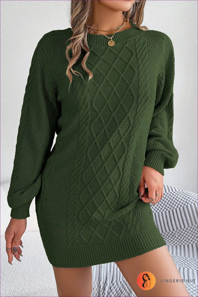 Cable Knit Sweater Mini Dress - Relaxed Everyday Charm