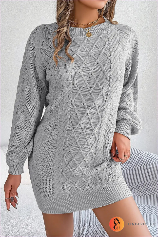 Cable Knit Sweater Mini Dress - Relaxed Everyday Charm