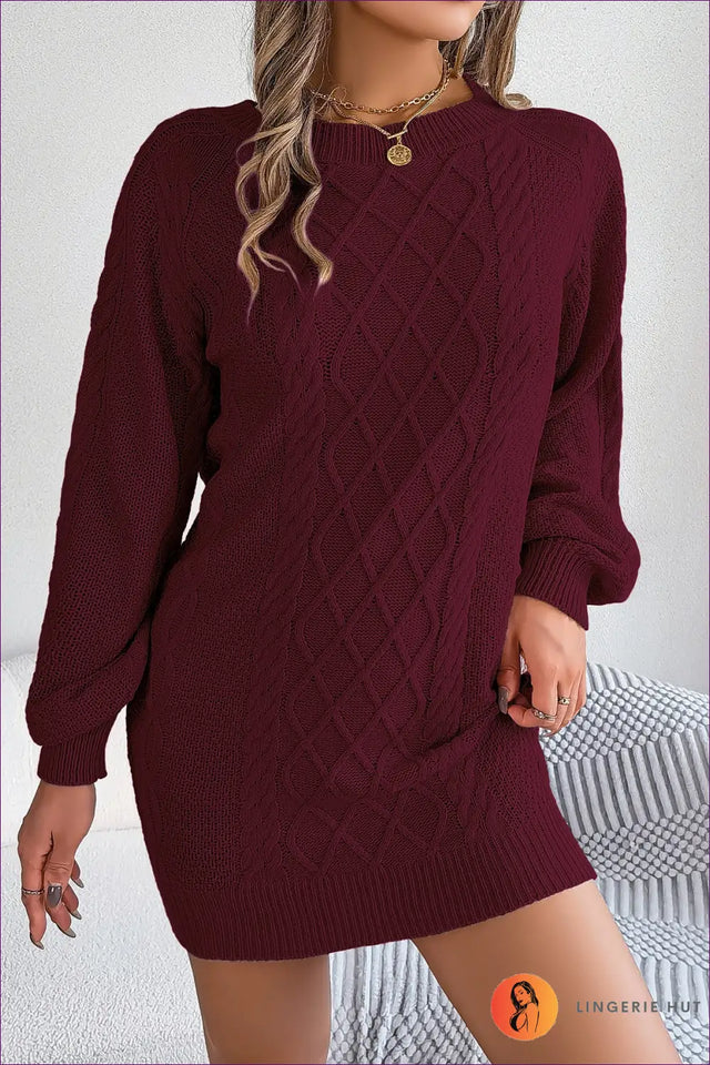 Cable Knit Sweater Mini Dress - Relaxed Everyday Charm
