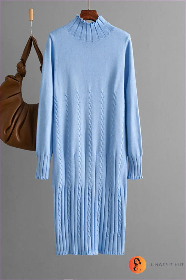 Cable Knit Midi Sweater Dress - Understated Cosy Elegance
