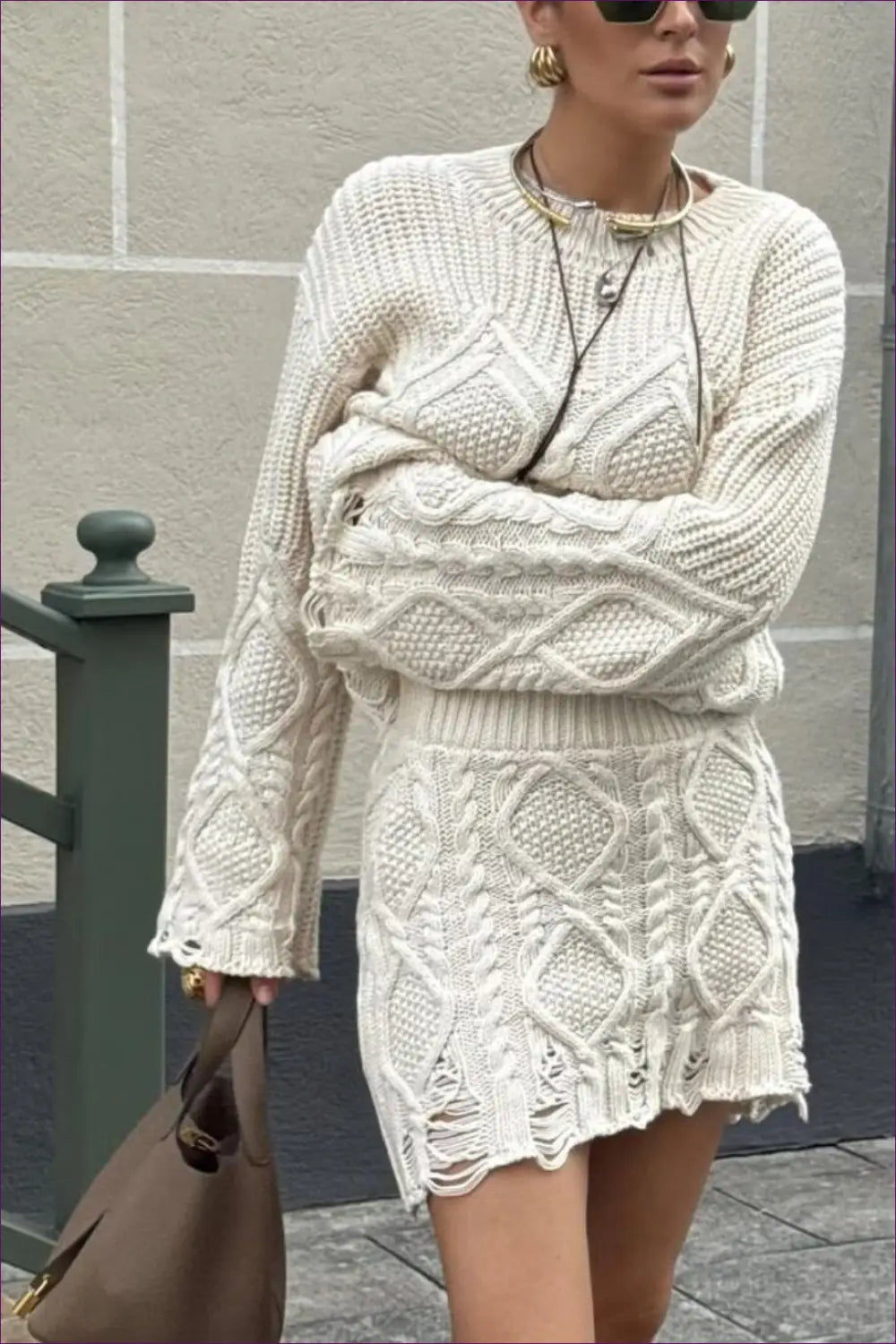 Cable Knit Mini Dress - Winter Warmth with Style - Dresses - Lingerie Hut - Autumn • Casual • Cotton • Everyday