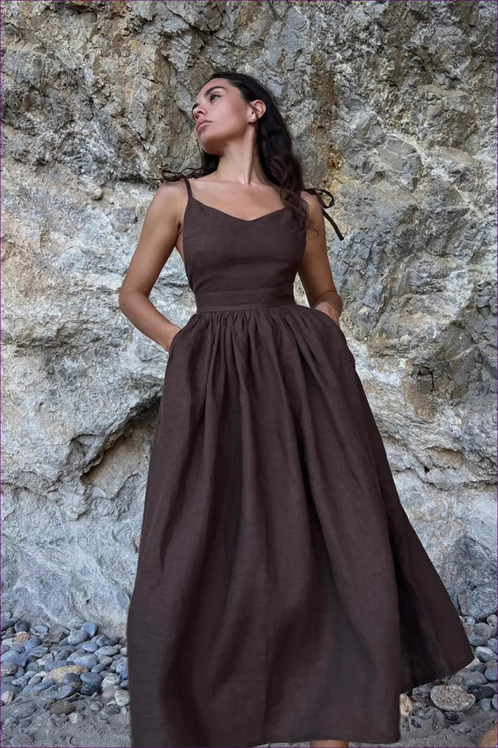 Cami Dress with Ruched Waist - Breezy Sophistication - Backless • Casual • Cotton • Dresses - Lingerie Hut