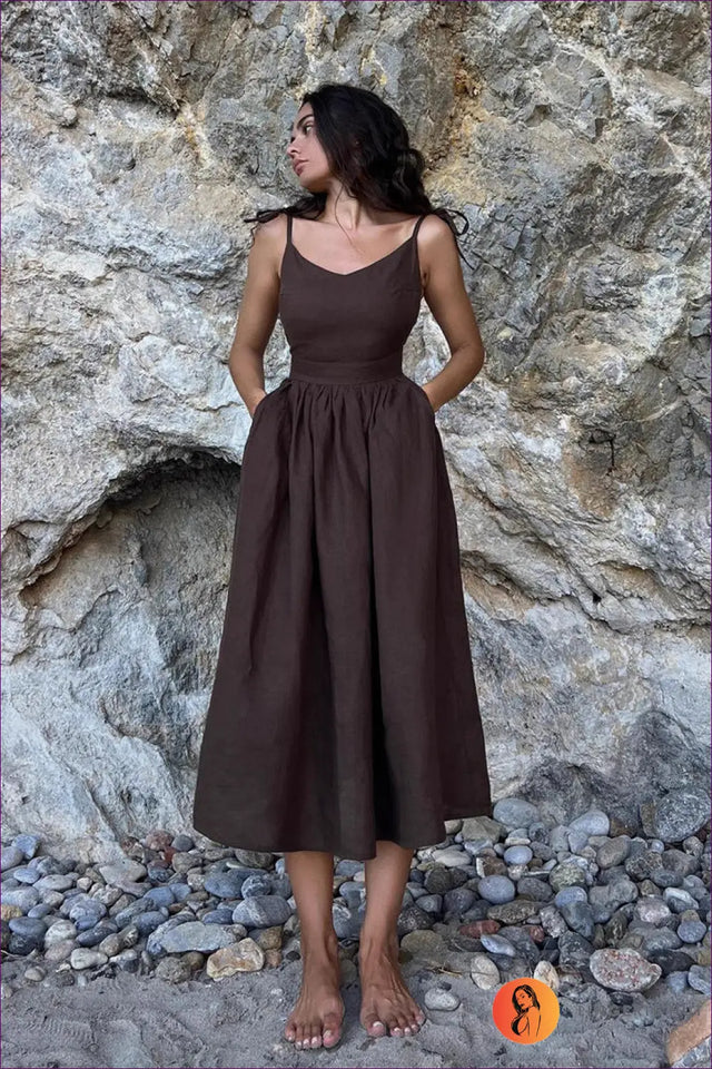 Cami Dress with Ruched Waist - Breezy Sophistication