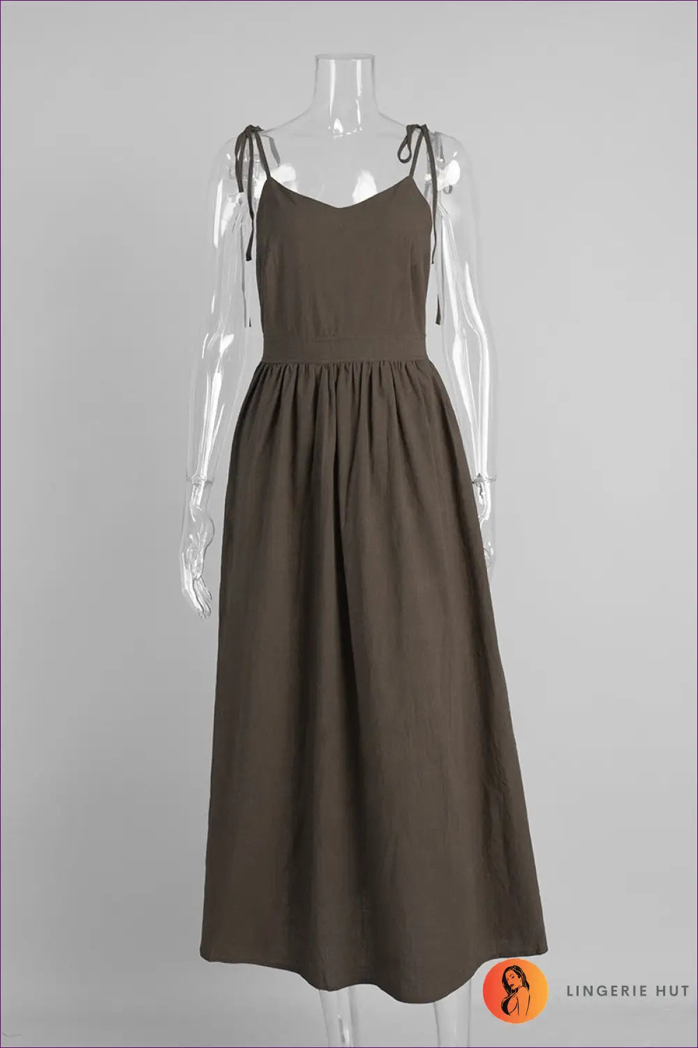 Cami Dress with Ruched Waist - Breezy Sophistication - Xs / Brown - Backless • Casual • Cotton • Dresses - Lingerie Hut