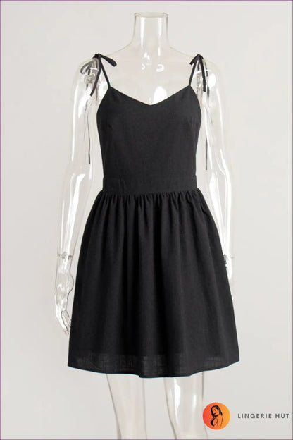 Cami Dress with Tie Waist Detail - Everyday Radiance - Xs / Black - Backless • Casual • Cotton • Dresses - Lingerie Hut