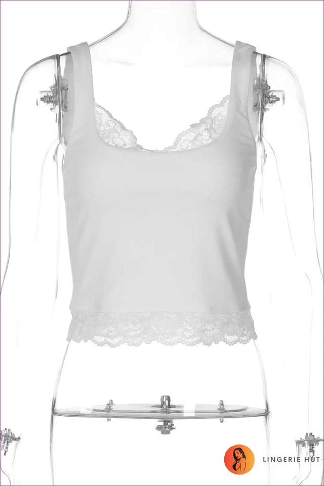 Lace Panel Crop Top - Understated Romance
