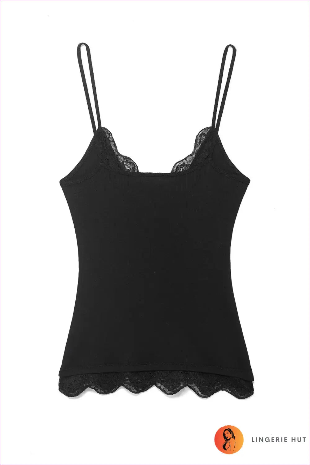 Camisole with Lace Trim - Quiet Luxury - s / Black - Top - Lingerie Hut - All Season • Casual • Everyday • Glamour
