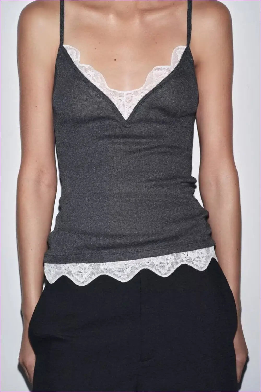 Camisole with Lace Trim - Quiet Luxury - Top - Lingerie Hut - All Season • Casual • Everyday • Glamour • Jersey