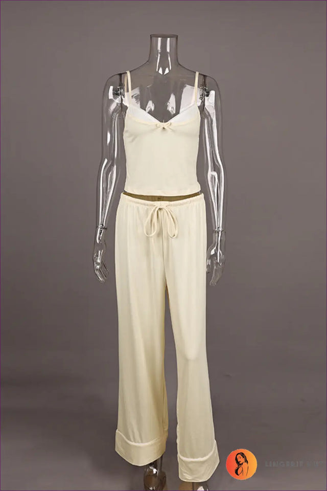 Loungewear Camisole Set With Wide Leg Trousers - Effortless Comfort