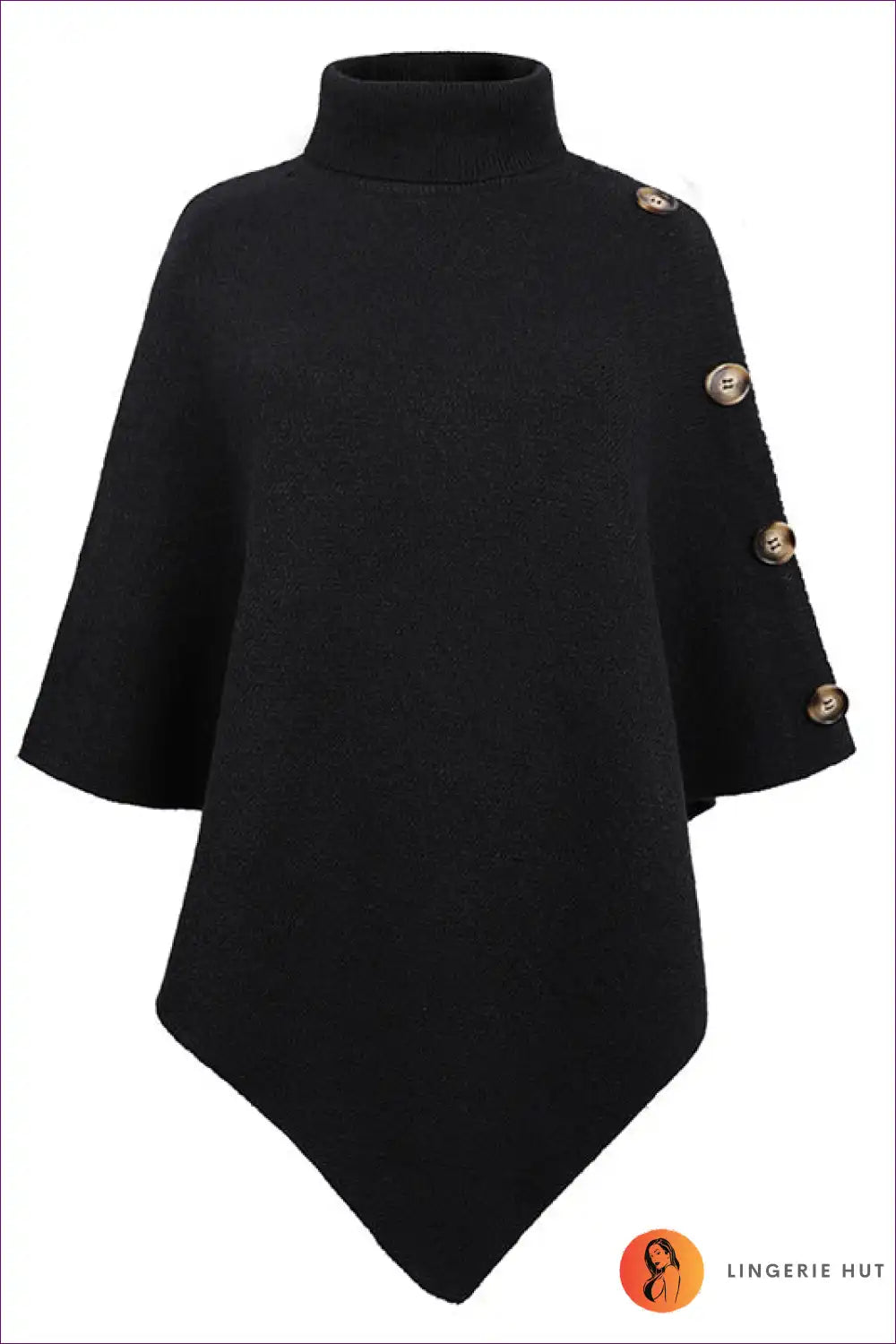 Cape with Button Detail - Architectural Grace for Autumn, Casual, Everyday, Jersey,