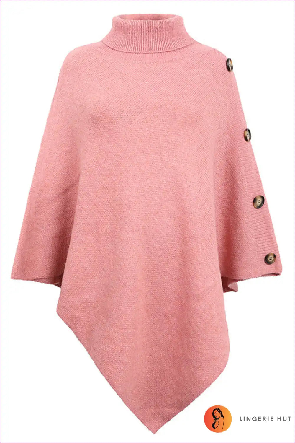 Cape with Button Detail - Architectural Grace for Autumn, Casual, Everyday, Jersey,