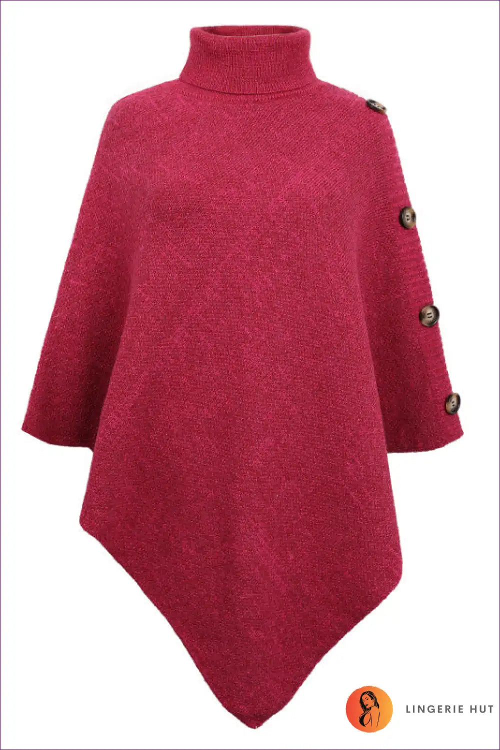 Cape with Button Detail - Architectural Grace for Autumn, Casual, Everyday, Jersey,