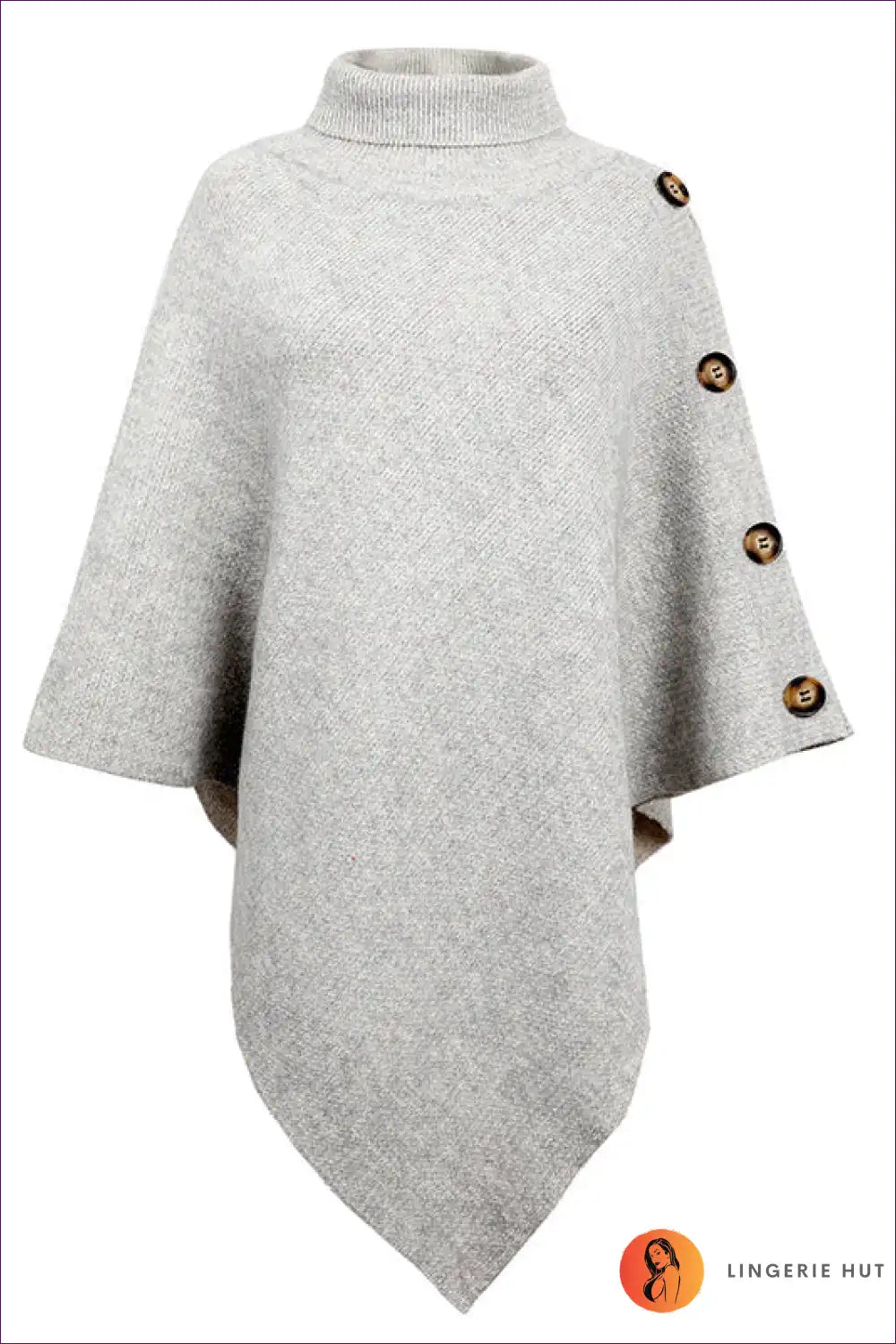 Cape with Button Detail - Architectural Grace for Autumn, Casual, Everyday, Jersey,