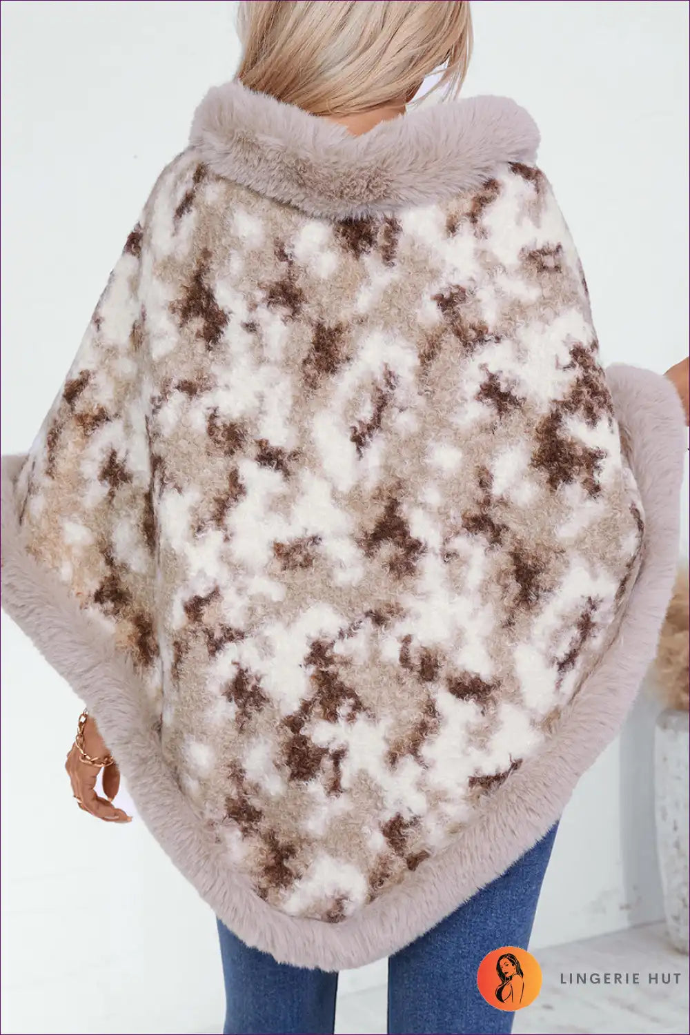 Cape with Faux Fur Collar - Bohemian Luxe for All Season, Boho, Casual, Evening Wear, Glamour