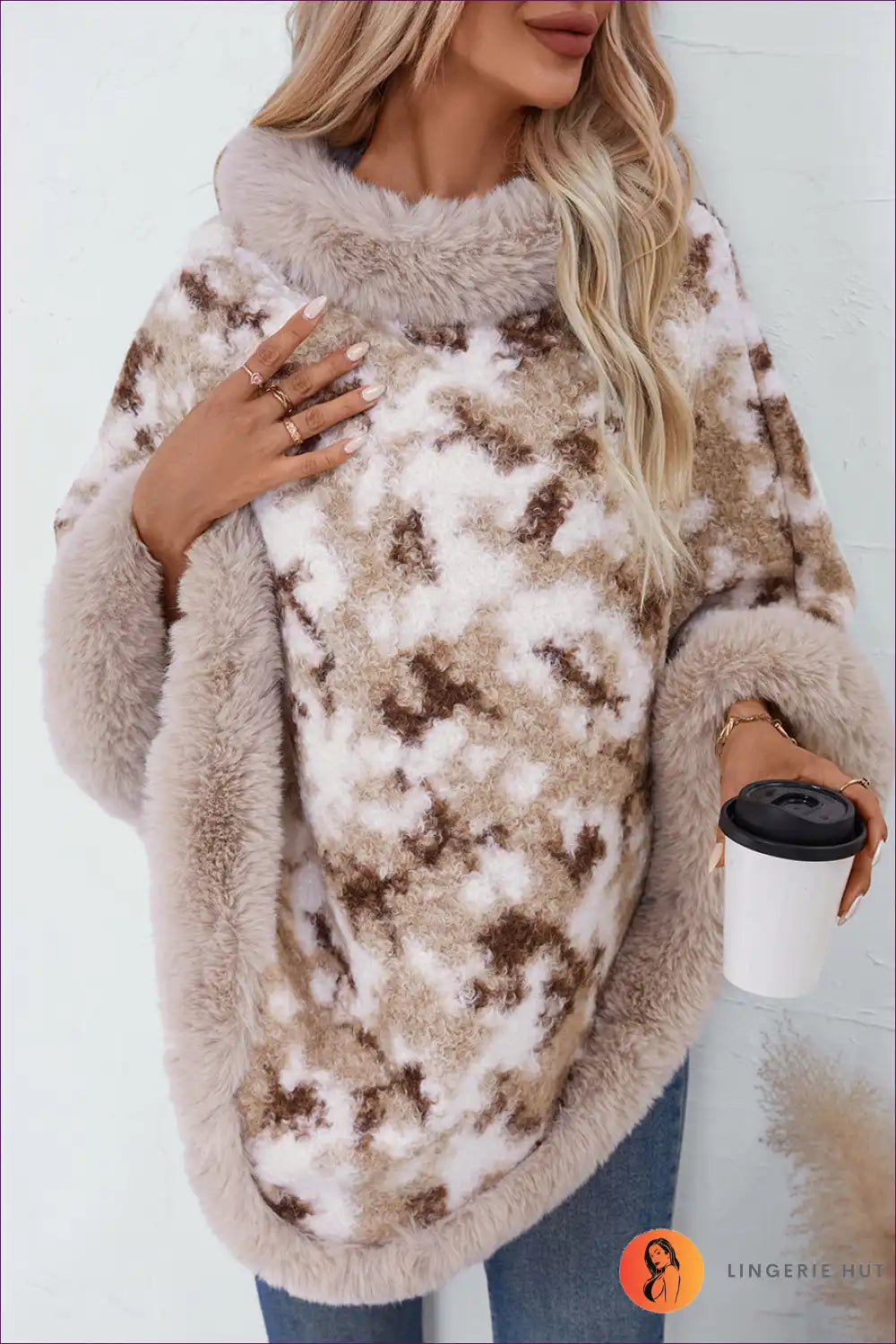 Cape with Faux Fur Collar - Bohemian Luxe for All Season, Boho, Casual, Evening Wear, Glamour