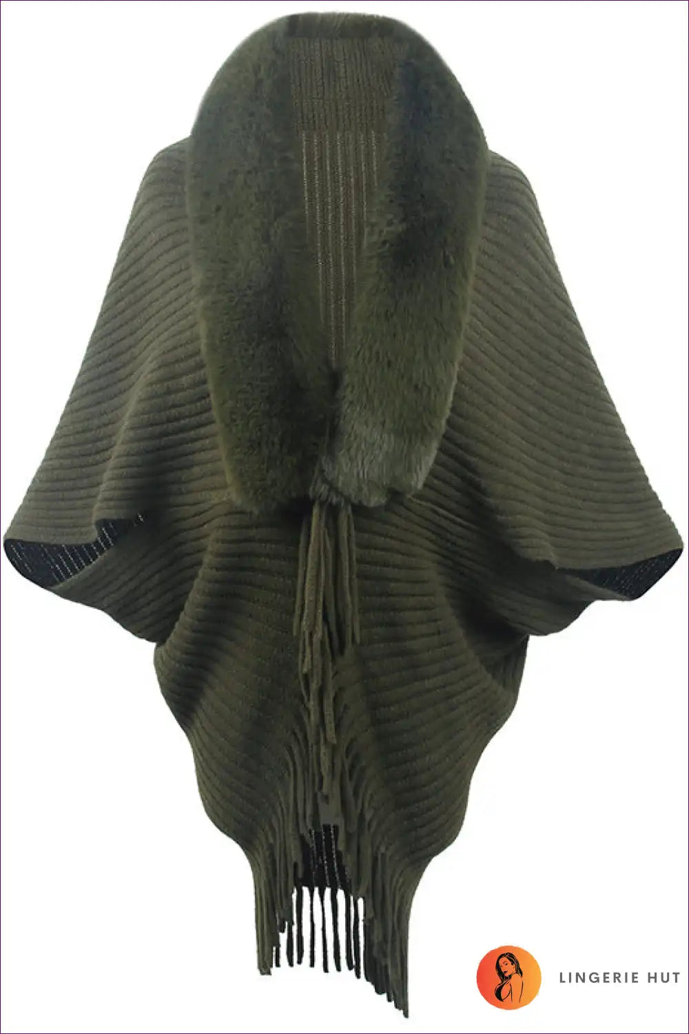 Cape with Faux Fur Collar - Winter Elegance Statement for All Season, Boho, Casual, Evening Wear, Formal Wear