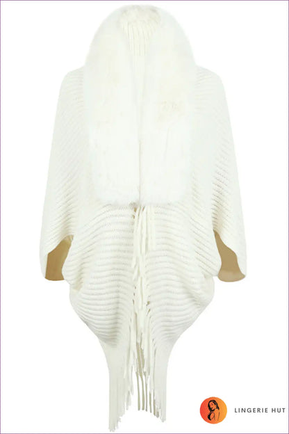 Cape with Faux Fur Collar - Winter Elegance Statement for All Season, Boho, Casual, Evening Wear, Formal Wear