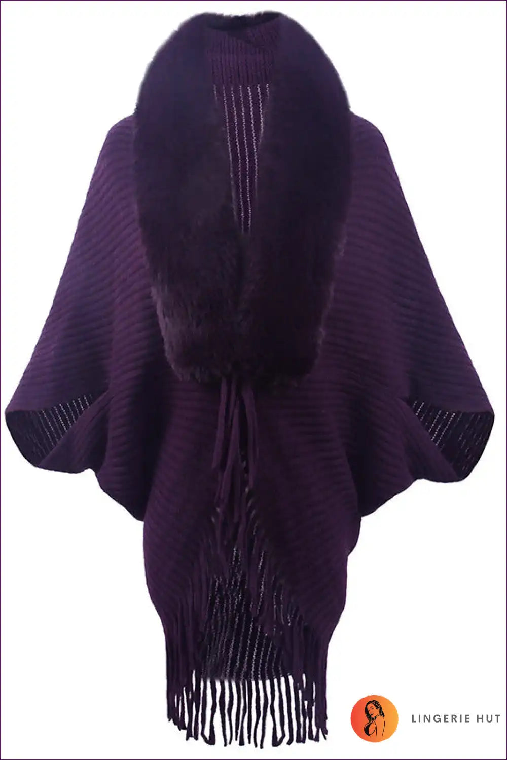 Cape with Faux Fur Collar - Winter Elegance Statement for All Season, Boho, Casual, Evening Wear, Formal Wear