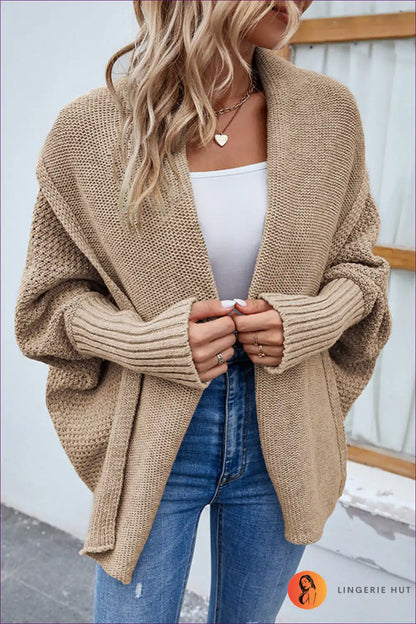 Cardigan with Batwing Sleeves - Cosy Confidence for All Season, Autumn, Boho, Casual, Cotton