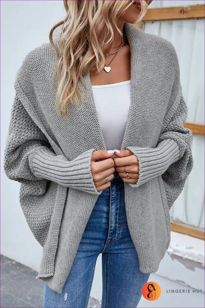 Cardigan with Batwing Sleeves - Cosy Confidence for All Season, Autumn, Boho, Casual, Cotton