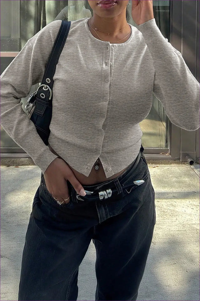 Button Front Cardigan Top - Effortless Everyday Layer