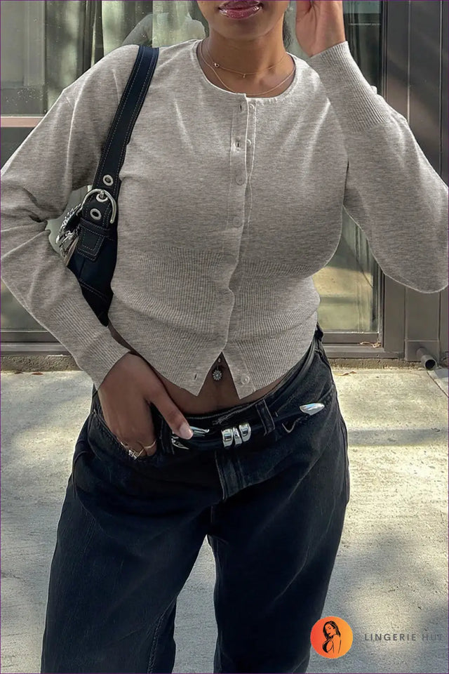 Button Front Cardigan Top - Effortless Everyday Layer