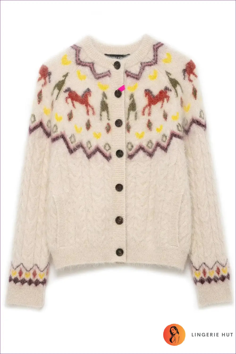 Fair Isle Cardigan Jumper - Quiet Confidence - Xs / Ivory - Lingerie Hut - All Season • Autumn • Casual • Cotton