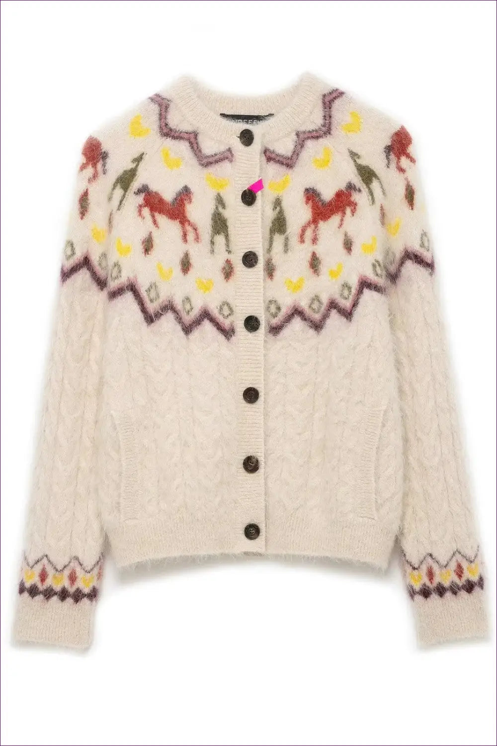 Fair Isle Cardigan Jumper - Quiet Confidence - Lingerie Hut - All Season • Autumn • Casual • Cotton • Header-fixed