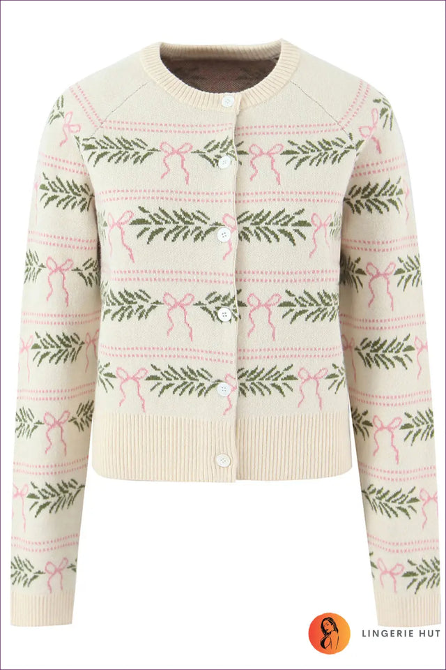 Button Front Floral Cardigan