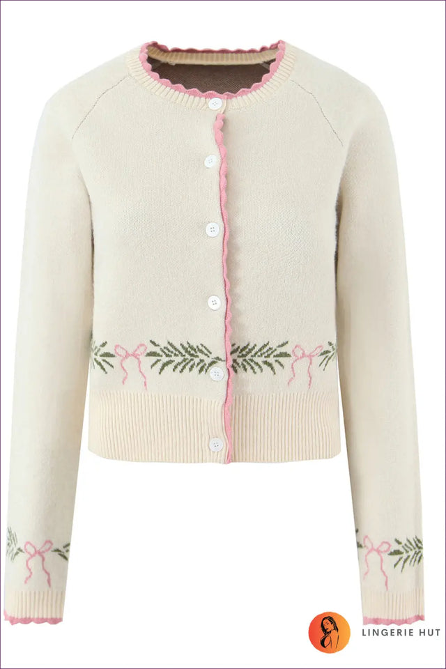 Button Front Floral Cardigan