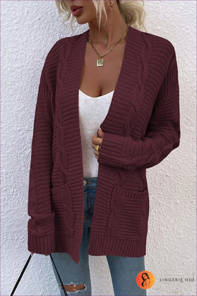 Ribbed Cable Knit Cardigan - Effortless Everyday Comfort