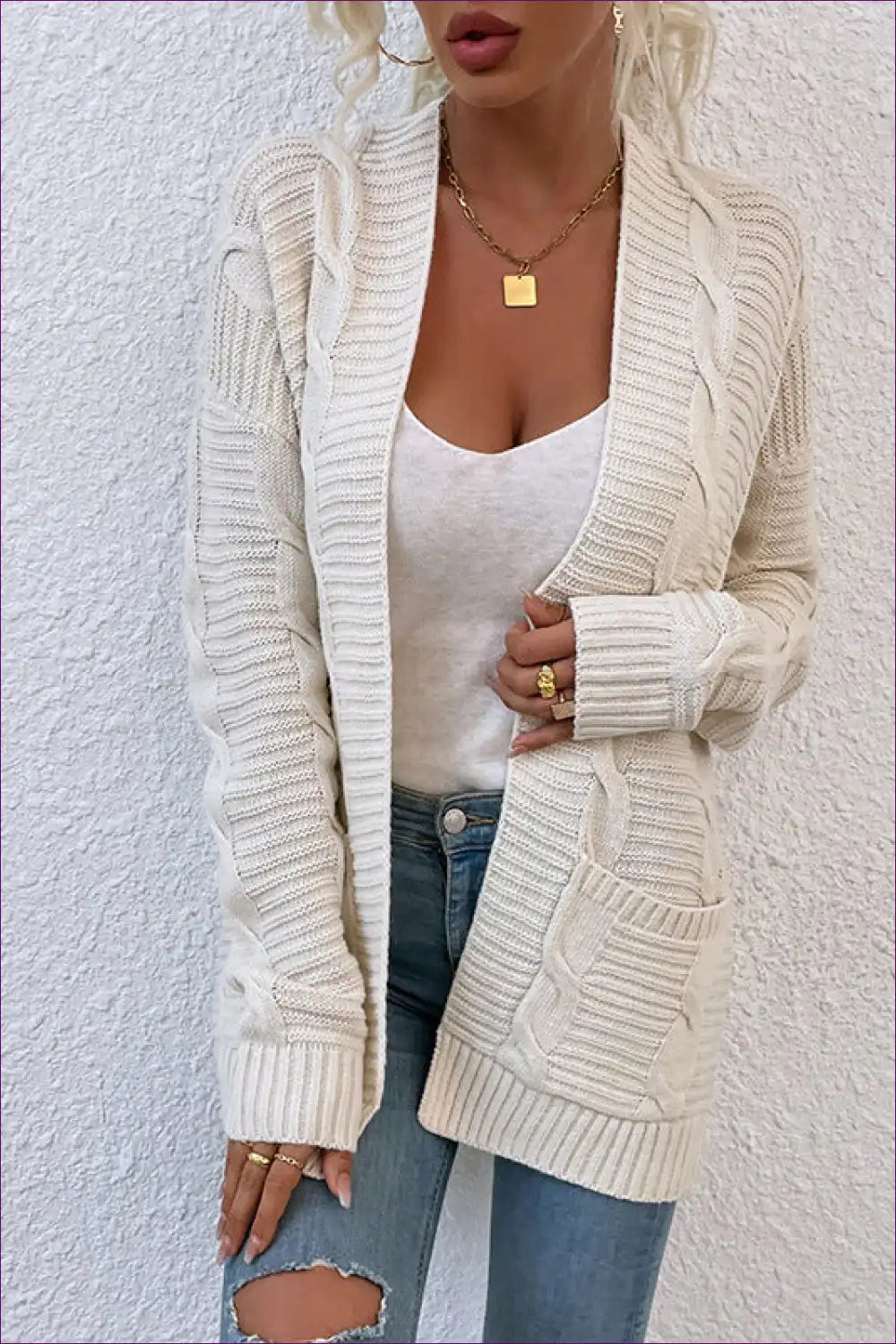 Cardigan with Ribbed Pockets - Cosy Sophistication for All Season, Autumn, Casual, Everyday,