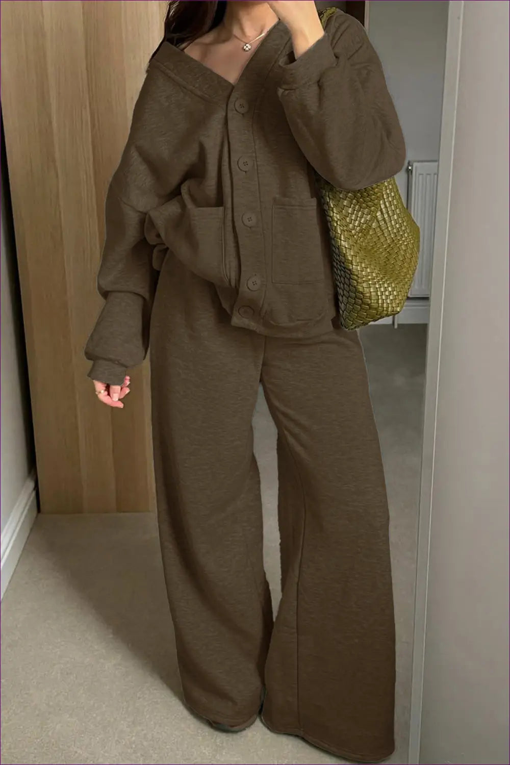 Cardigan Set with Wide-leg Trousers - Cosy Sophistication - co Ord - Lingerie Hut - All Season • Autumn • Casual