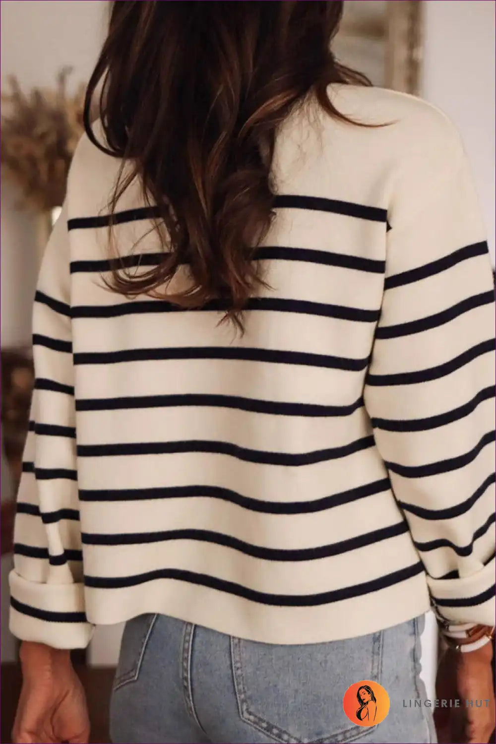 Cardigan with Stripe Detail - Parisian Elegance for All Season, Autumn, Casual, Cotton, Everyday