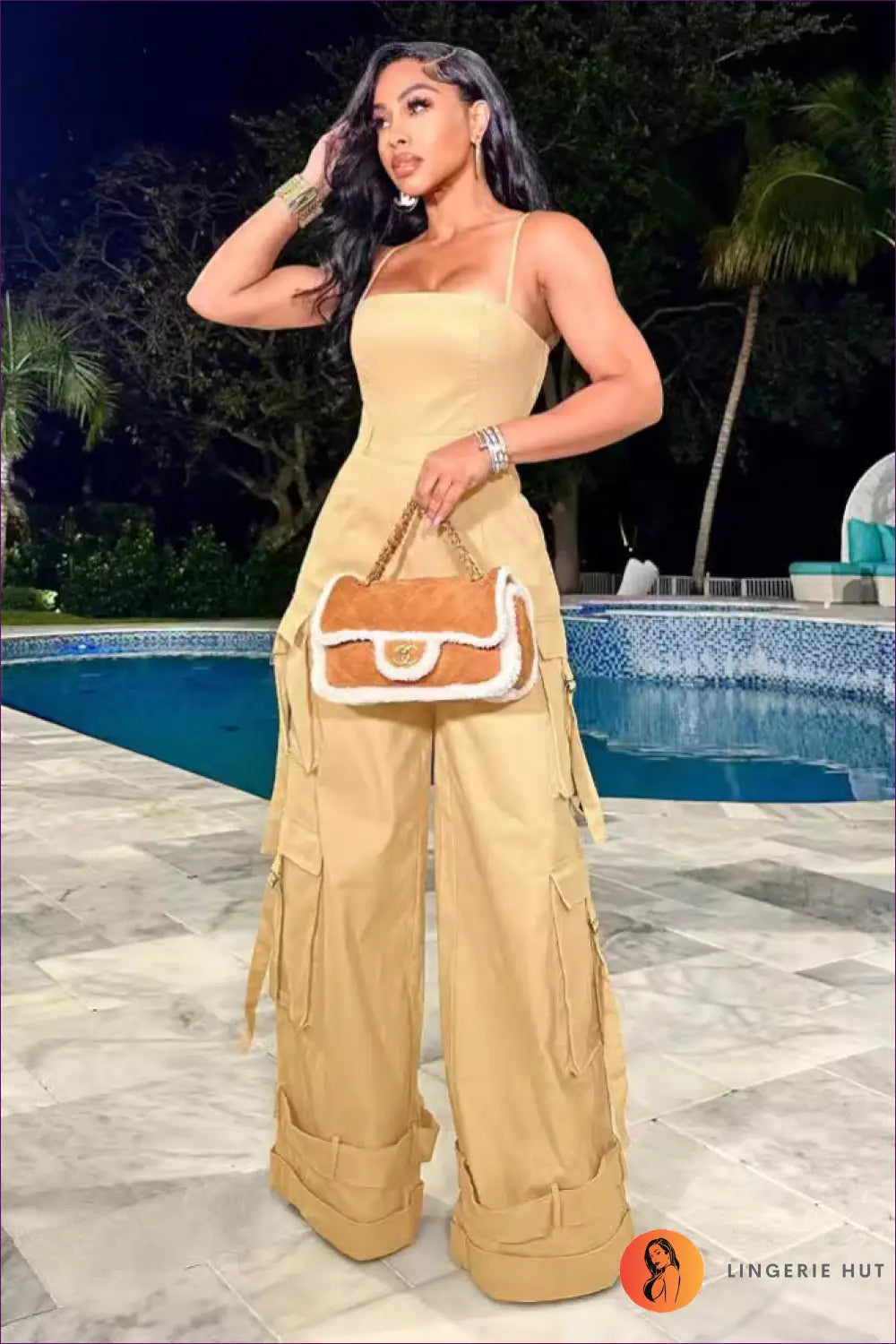 Cargo Pocket Jumpsuit - Effortless Everyday Energy - Lingerie Hut - Casual • Cutout • Outerwear