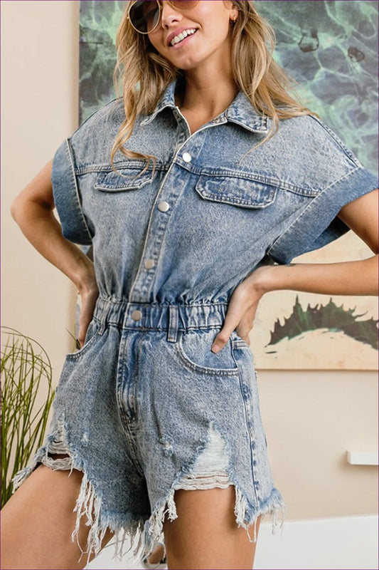 Casual Denim Button-down Set - Effortless Summer Style For x