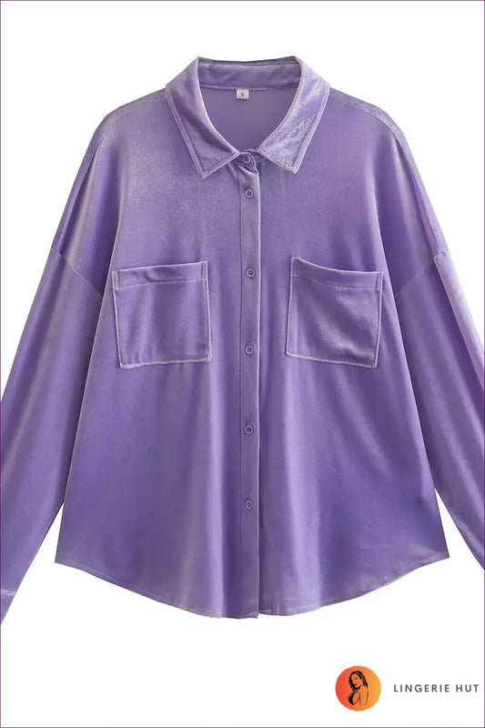 Casual Shirt Top with Collared Neckline - Effortless Everyday Ease - s / Purple - Shirts & Tops - Lingerie Hut - Autumn