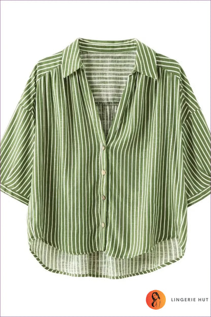 Casual Striped Button-up Set - Effortless Style For x