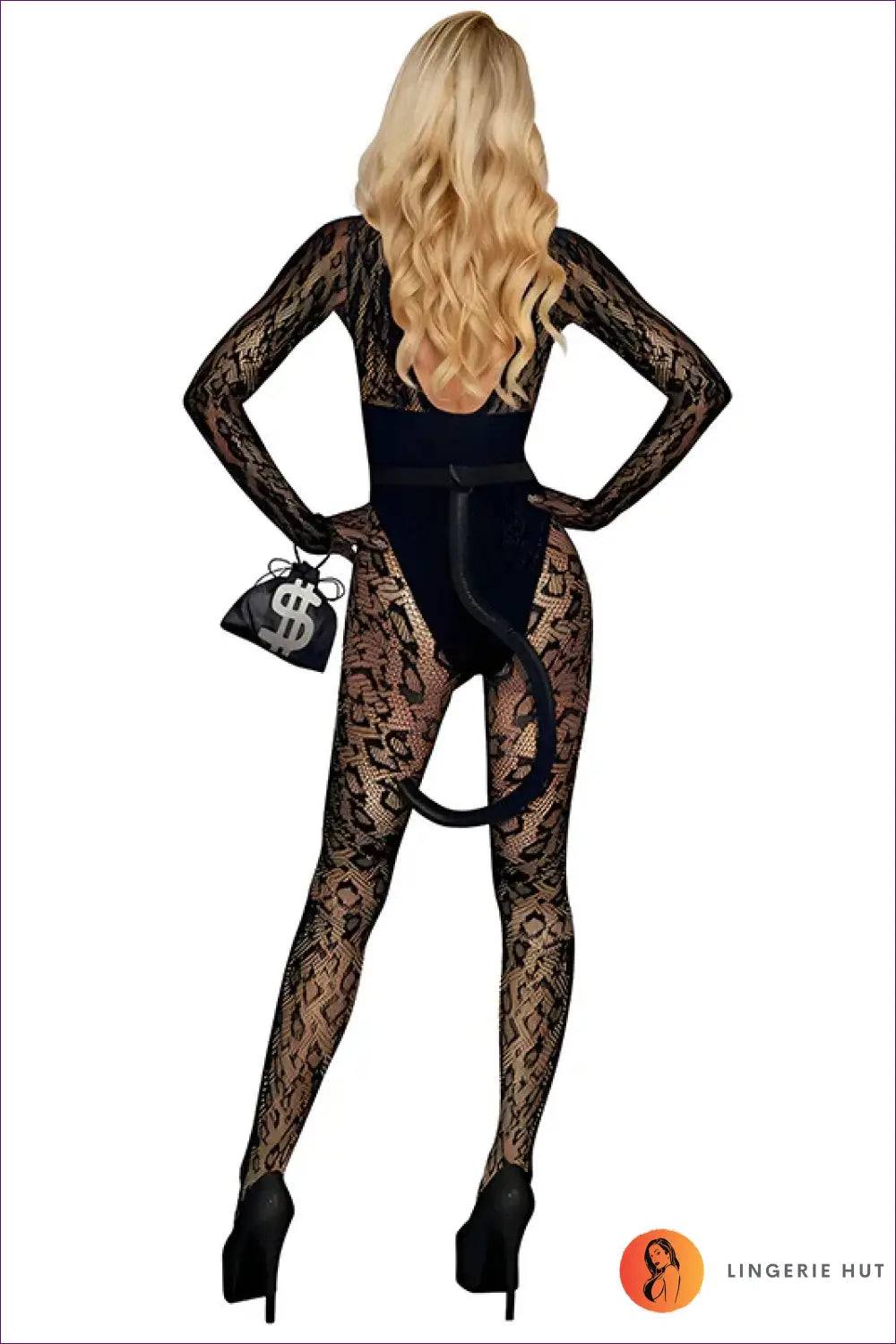 Cat Burglar Costume with Sheer Leopard Print - Bold Confidence - 01all / one Size - just in • Party • Role Play • Theme