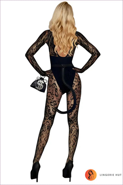 Cat Burglar Costume with Sheer Leopard Print - Bold Confidence - 01all / one Size - just in • Party • Role Play • Theme